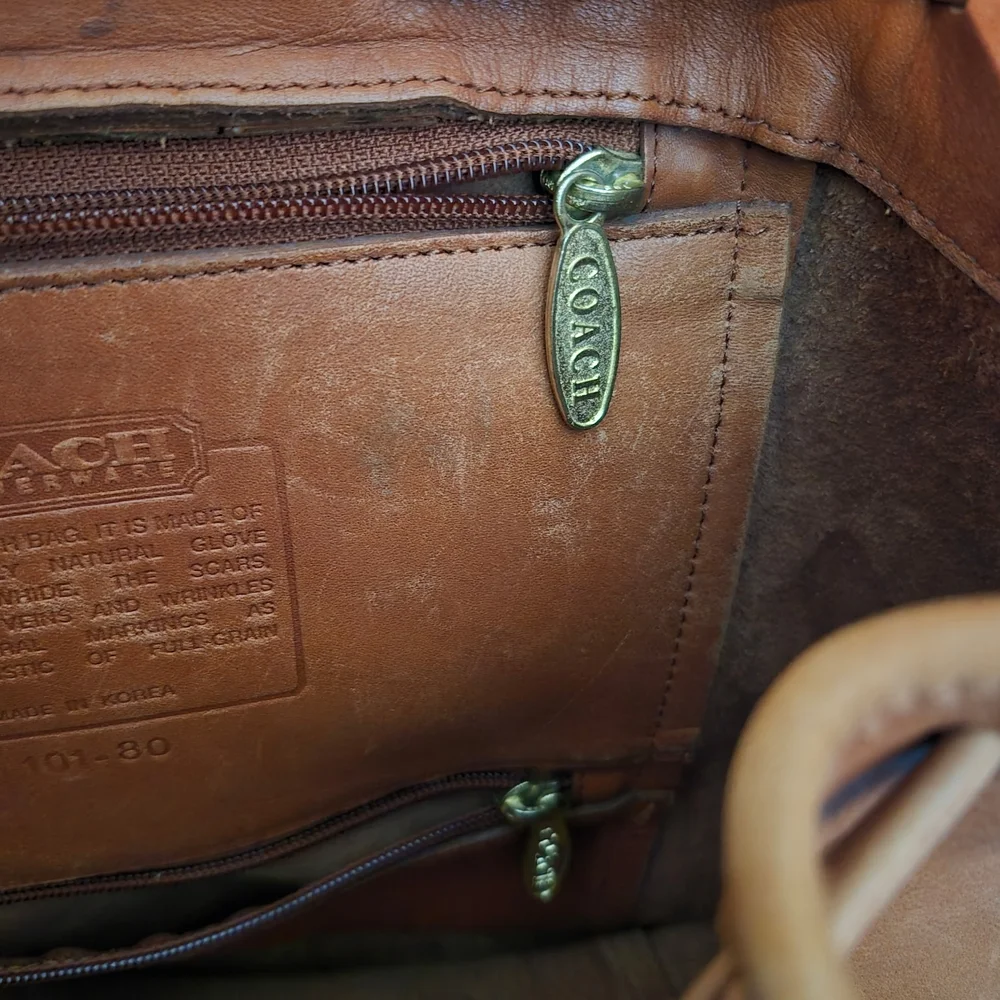 Coach Vintage Backpack Tan Soft Leather  Rucksack Old Coach Vintage Very Nice. - Picture 5 of 12